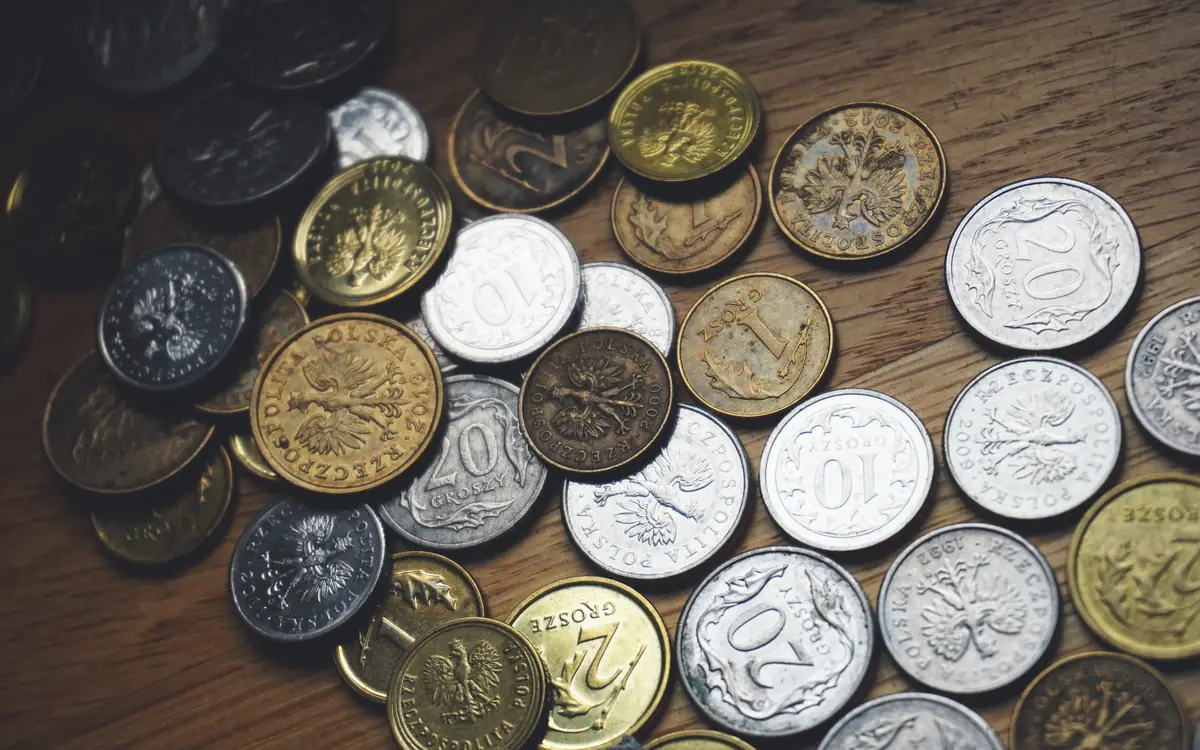 Pile of assorted coins from different countries